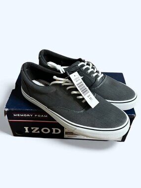 Izod Rangley Men's Lace Up Casual Canvas shoe Memory Foam Gray size 11
